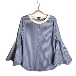 Vince Camuto Bell Sleeve Button Front Stripe Shirt
